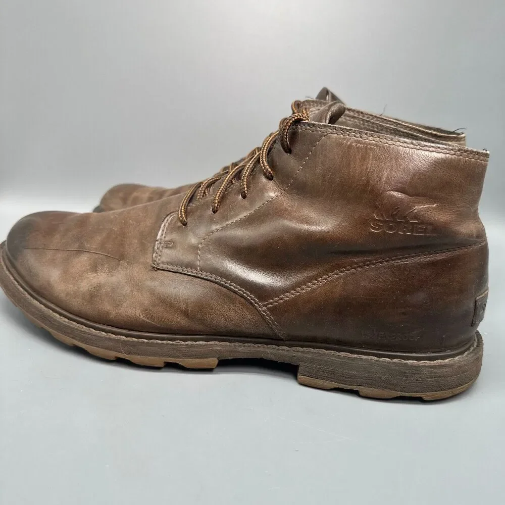 Sorel Madson Men's 13 Brown Leather Ankle Chukka Boots Lace Up Waterproof